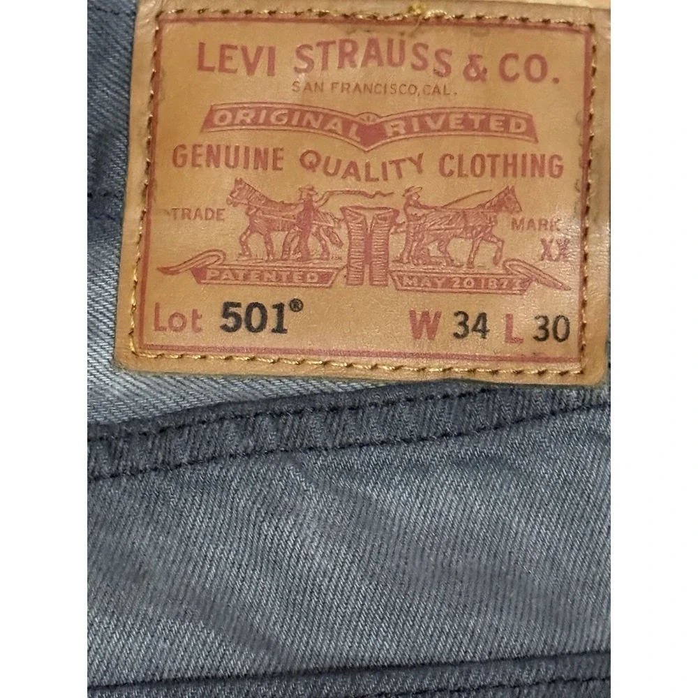 Levis Premium Mens 501 Faded Black Button Fly Straight Leg Jeans-Size 34x30‎ EUC
